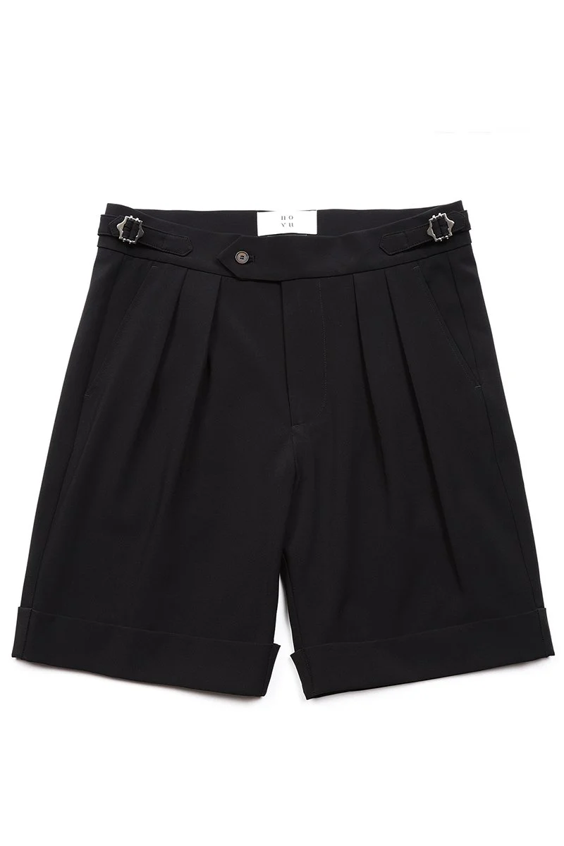 Black Oxford Pleated Shorts - Image 6