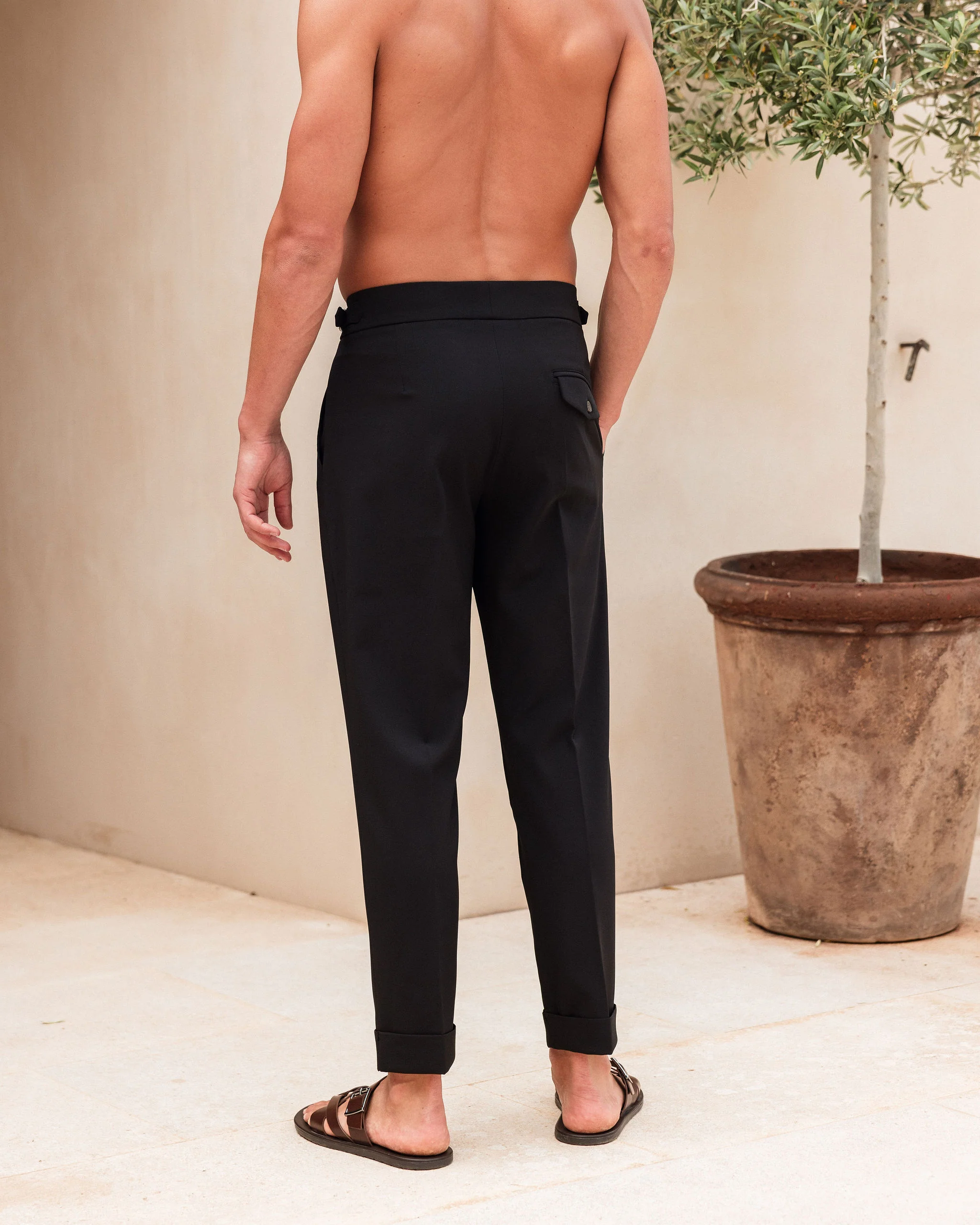 Black Oxford Pleated Trouser - Image 3