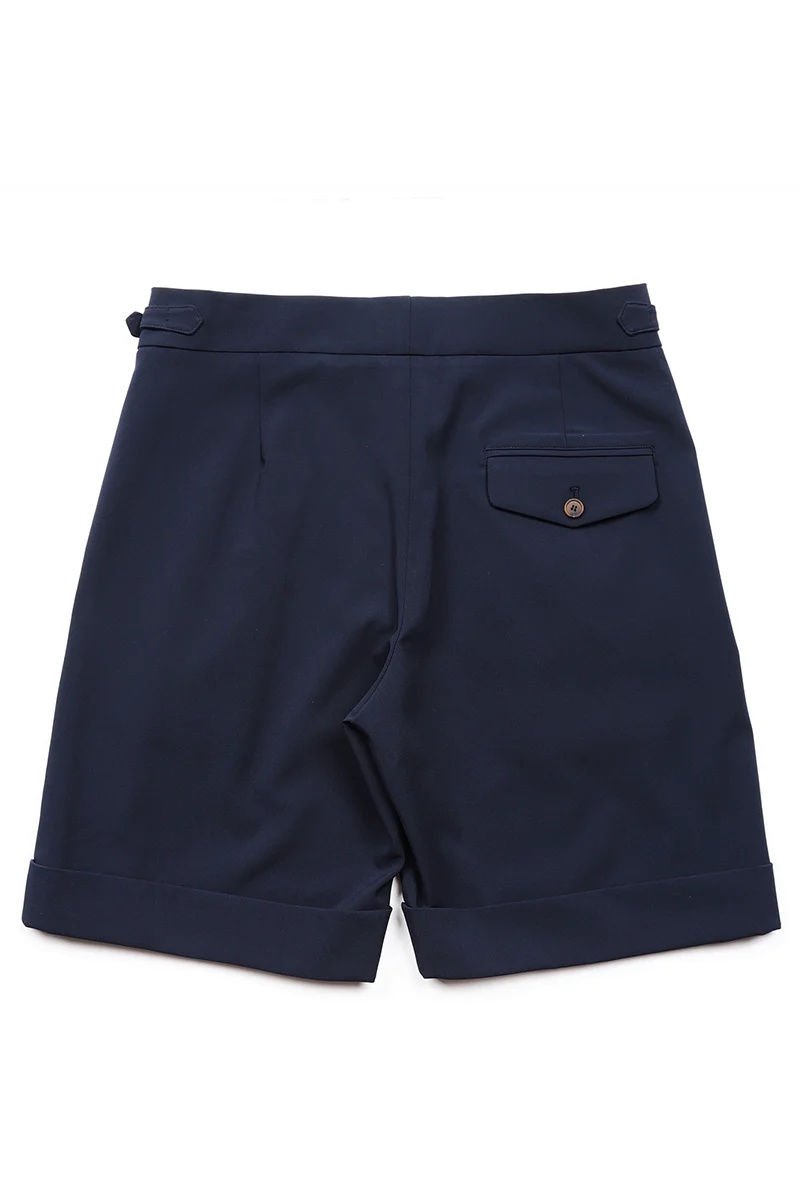 Navy Oxford Pleated Shorts - Image 8