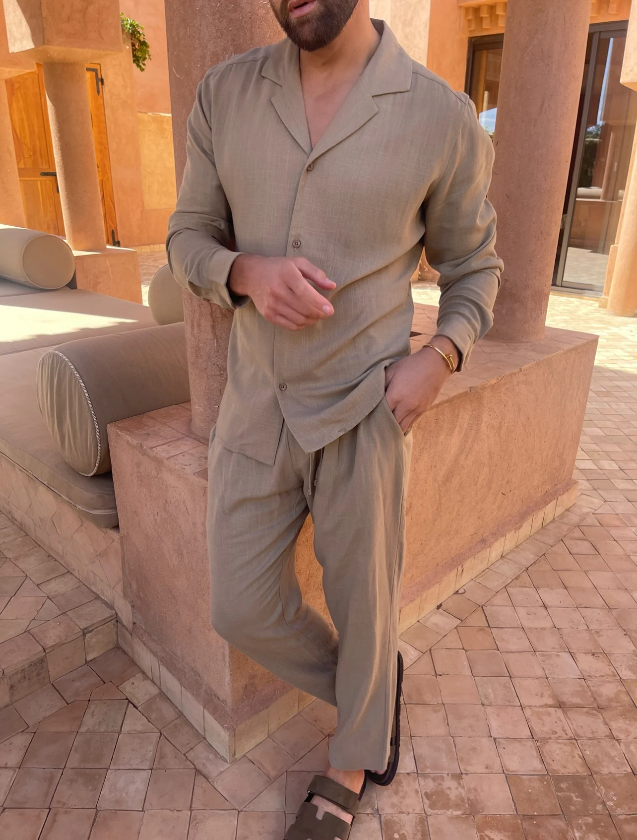 Olive Linen Trouser - Image 5