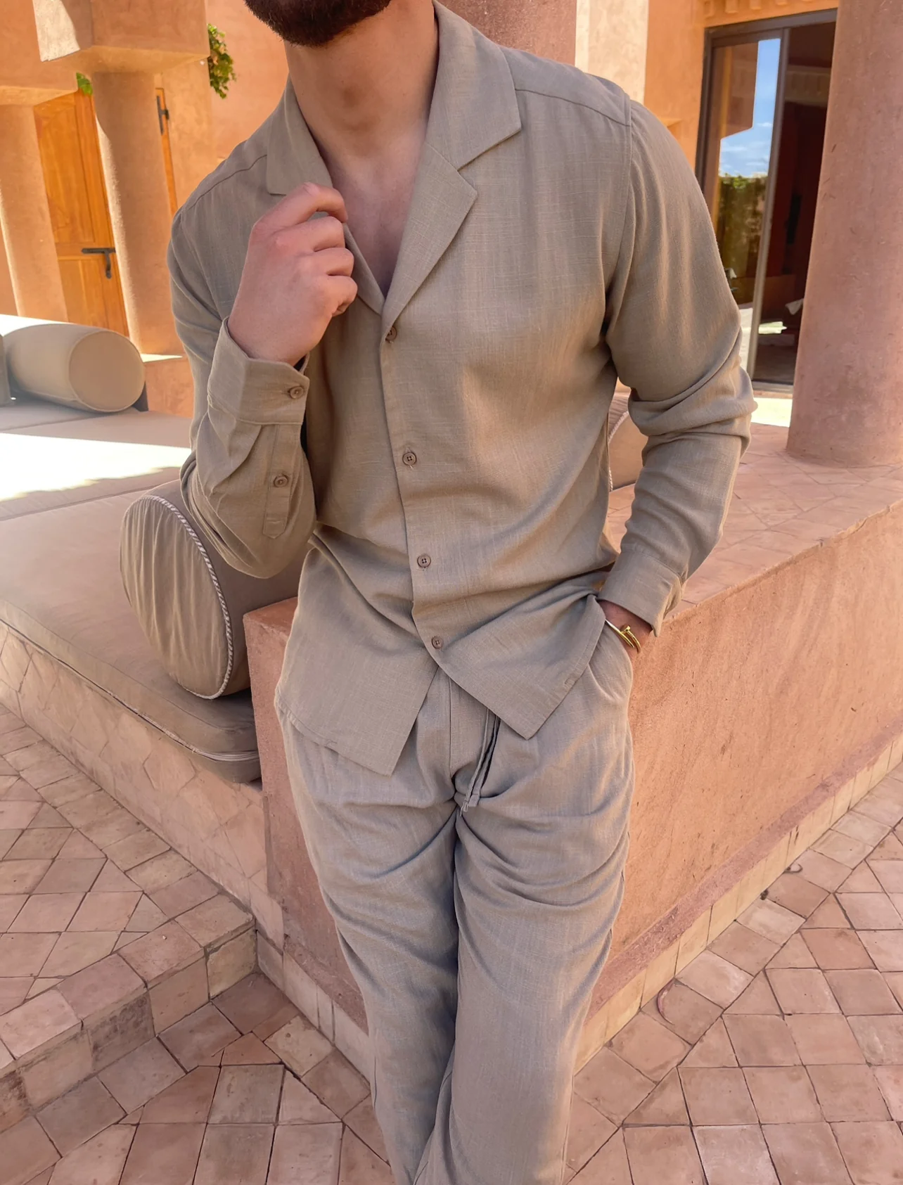 Olive Linen Trouser - Image 6