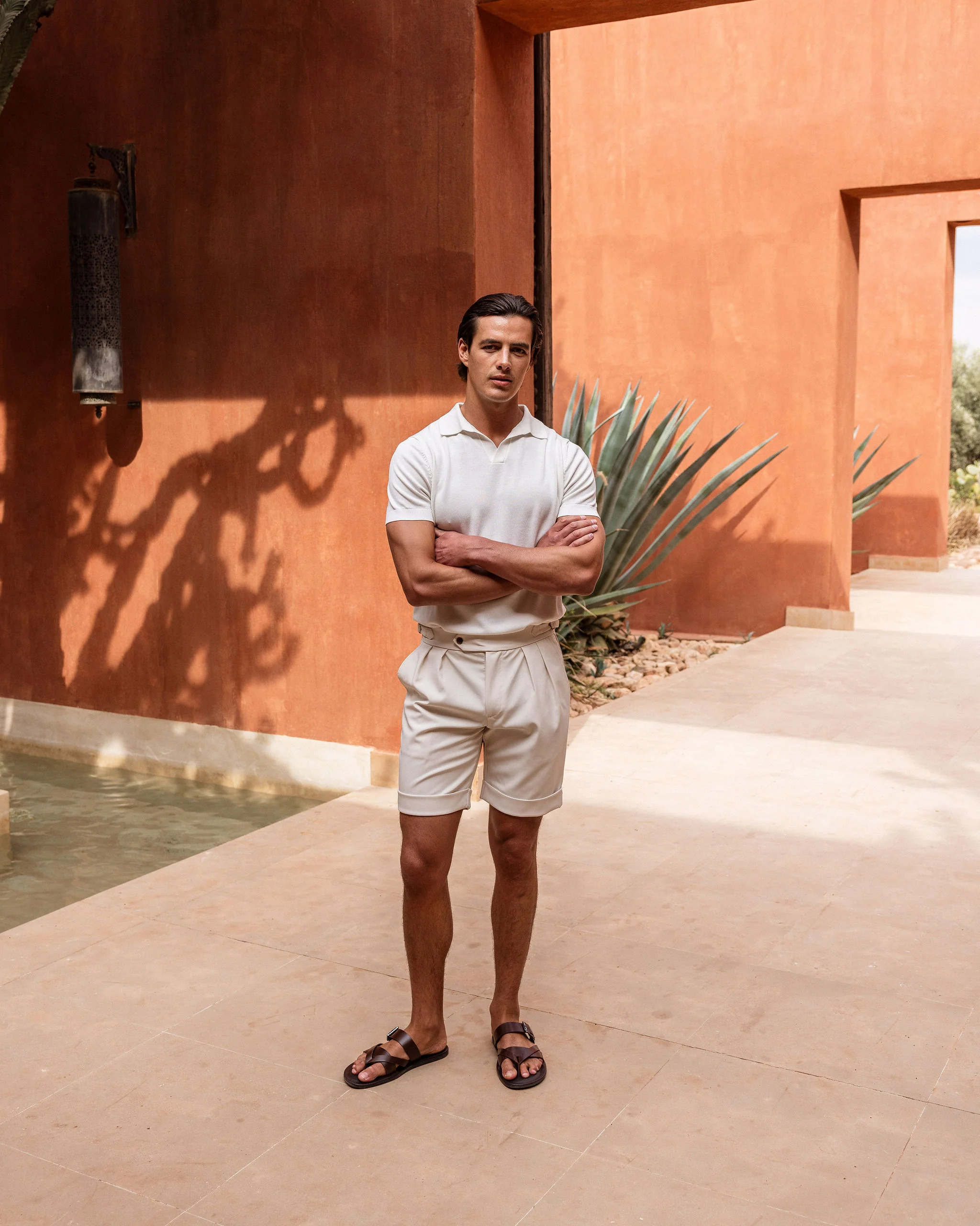 OXFORD PLEATED SHORTS STONE - Image 3