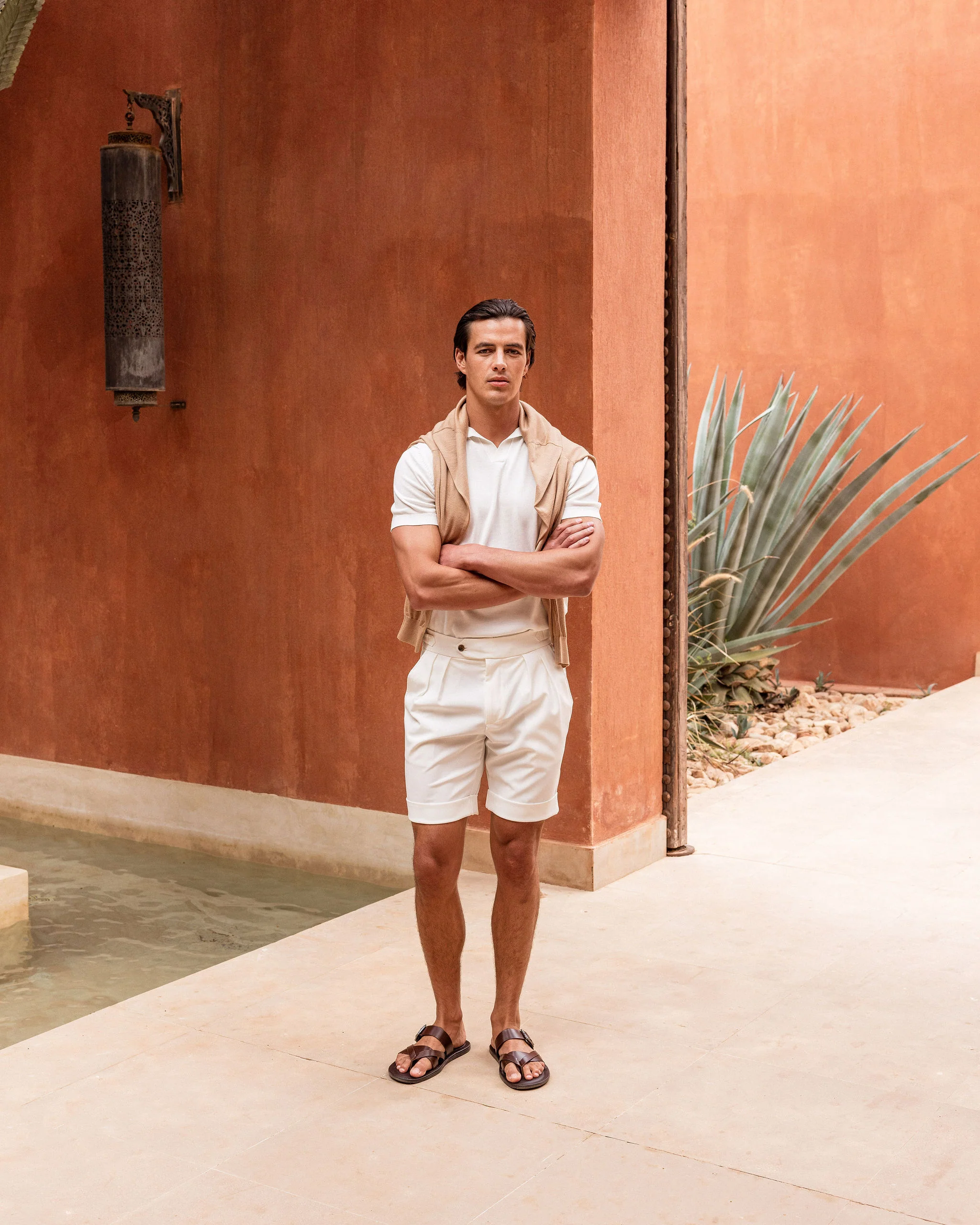 OXFORD PLEATED SHORTS STONE - Image 4