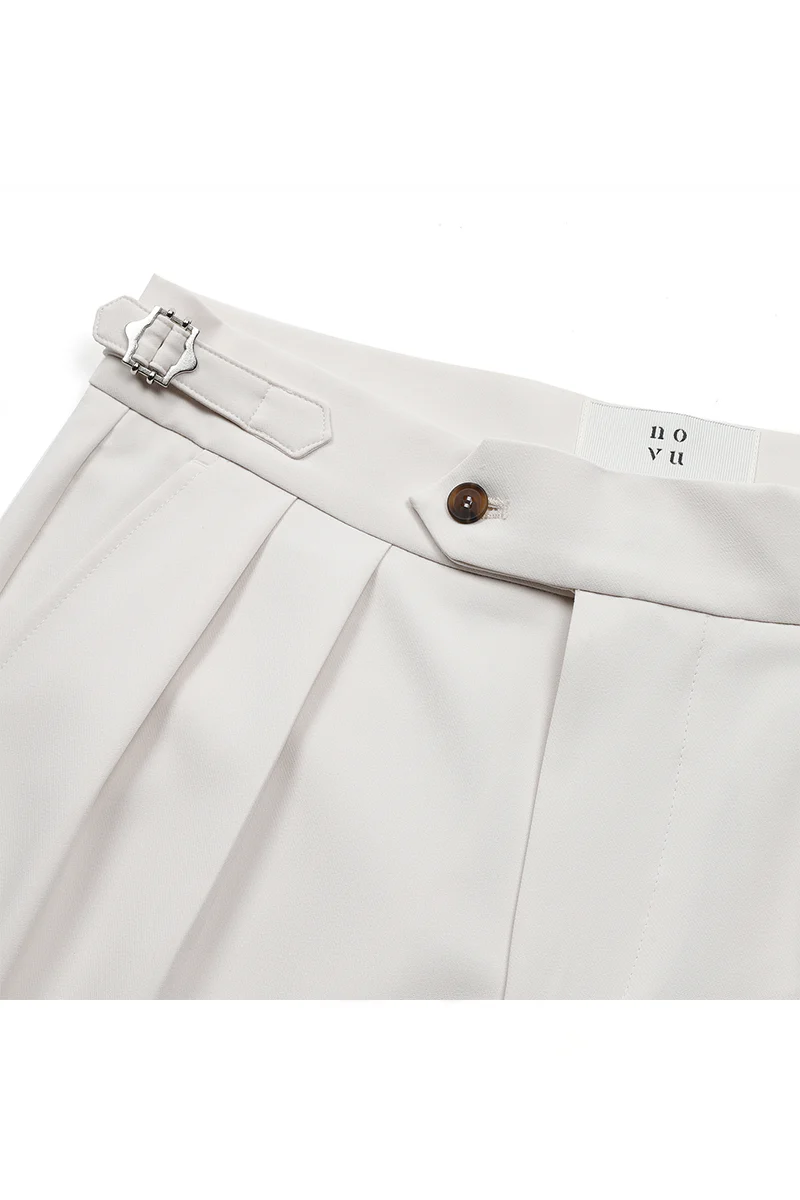 OXFORD PLEATED SHORTS STONE - Image 9