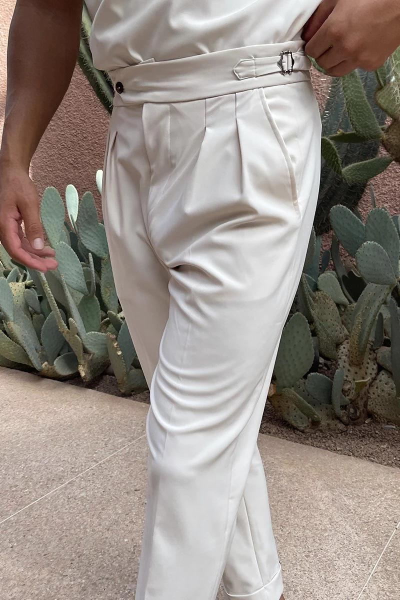 OXFORD PLEATED TROUSER STONE - Image 4