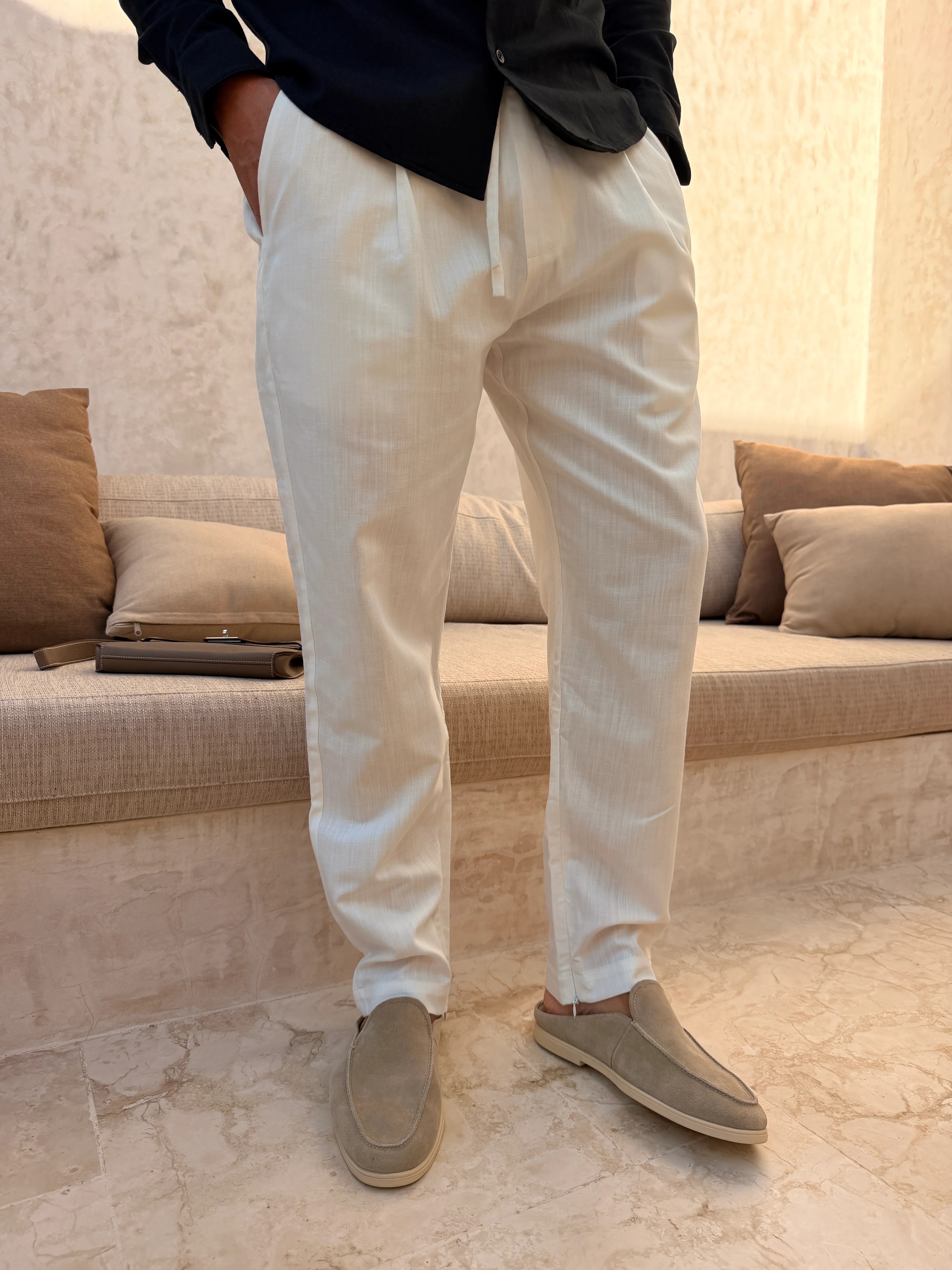 RIVÉ LINEN CLASSIC TROUSER WHITE - Image 2