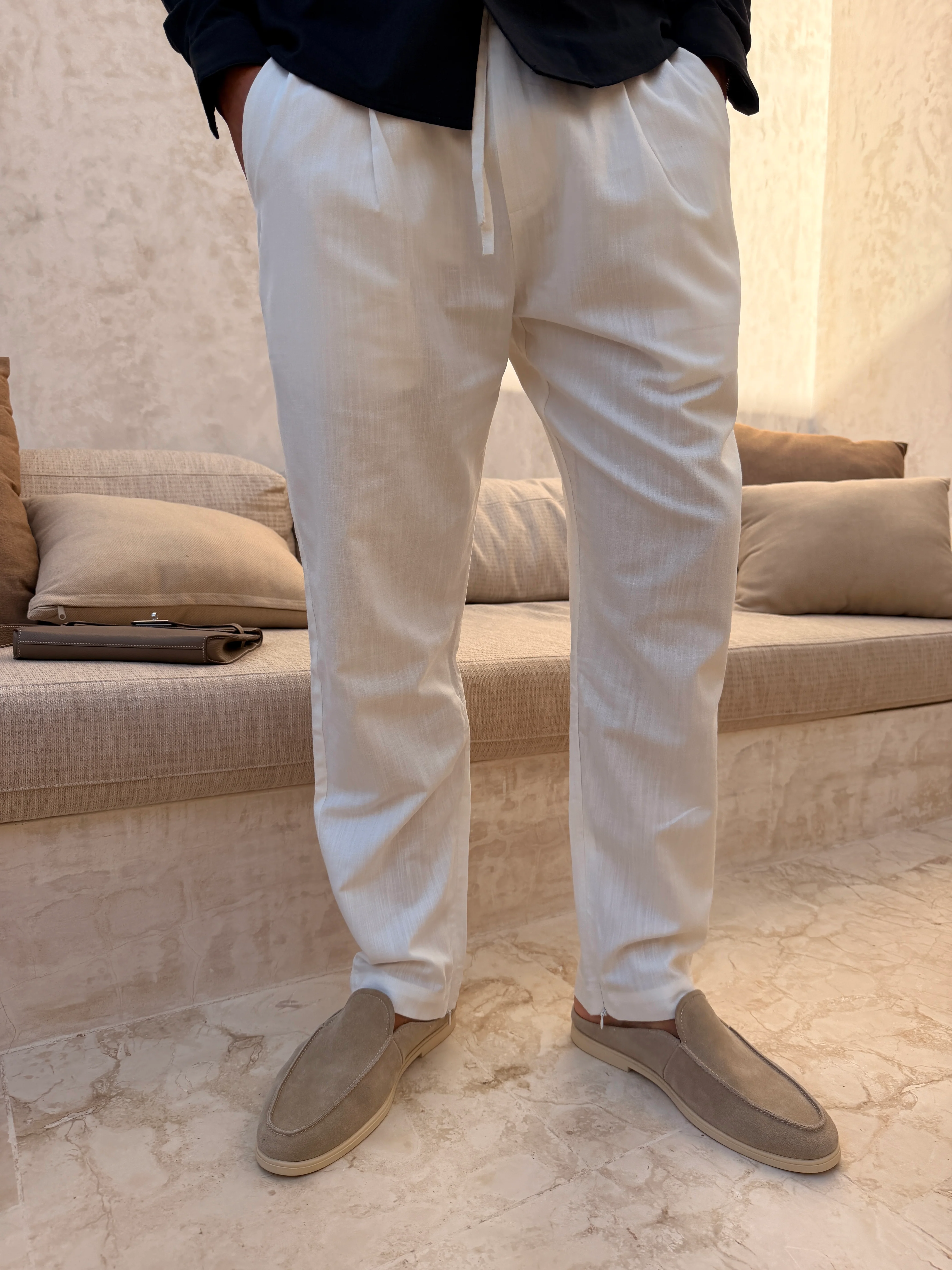 RIVÉ LINEN CLASSIC TROUSER WHITE - Image 4