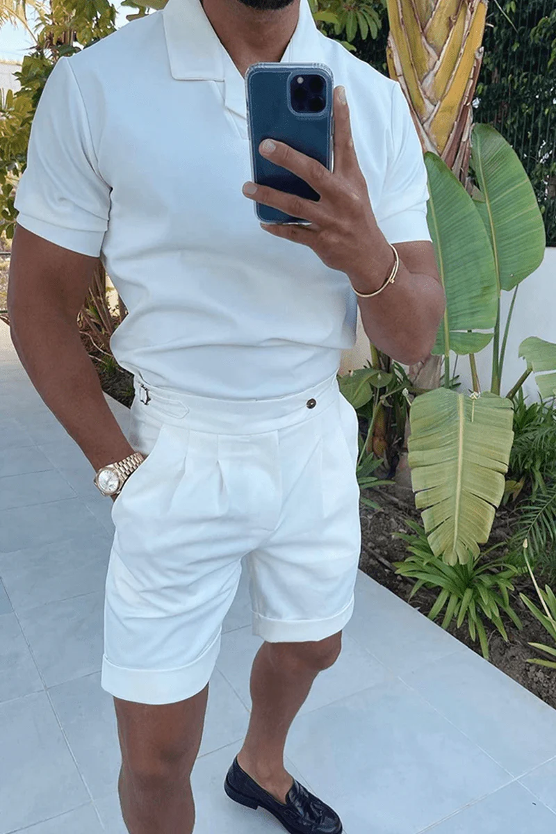 White Oxford Pleated Shorts - Image 10