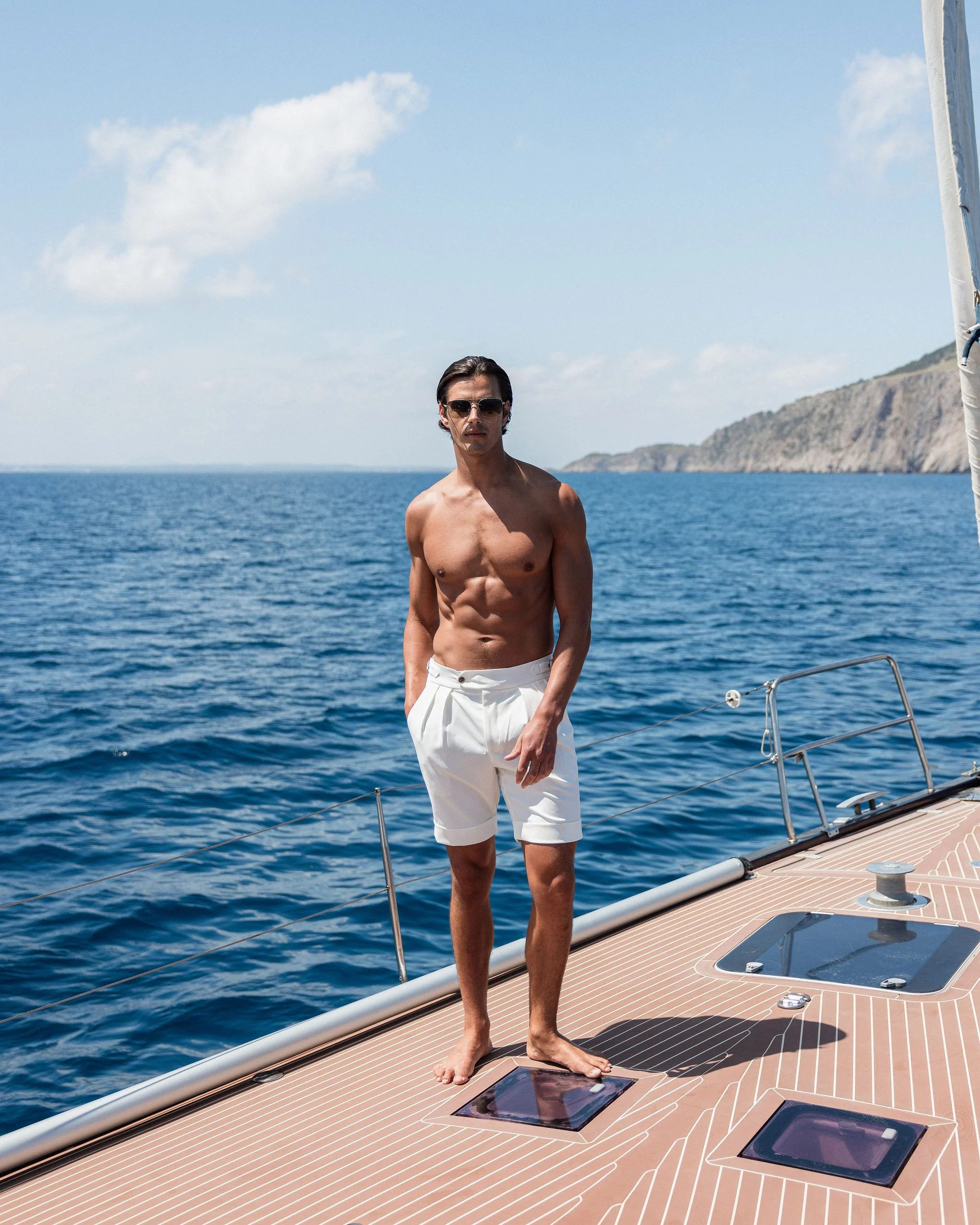 White Oxford Pleated Shorts - Image 3