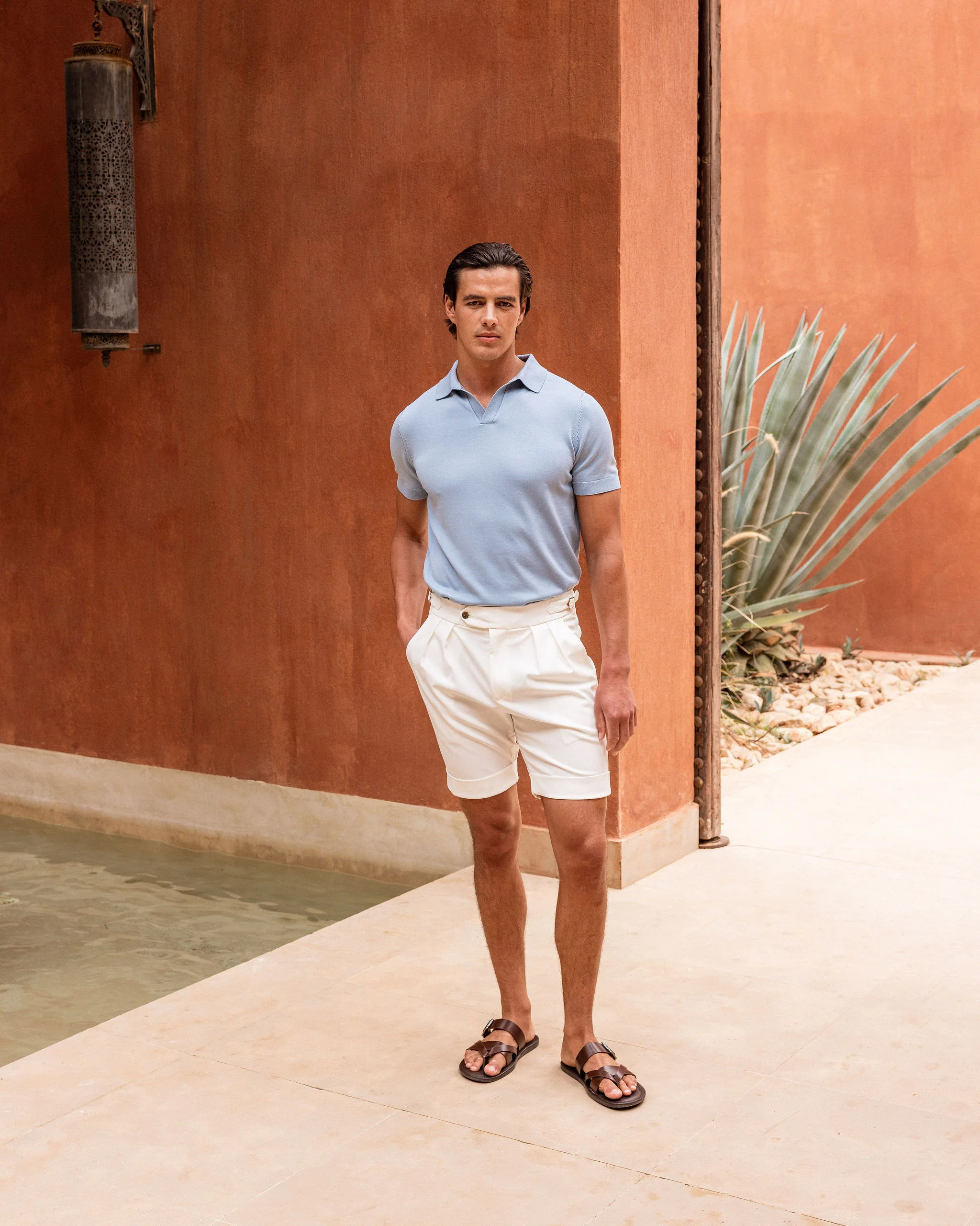 White Oxford Pleated Shorts - Image 6